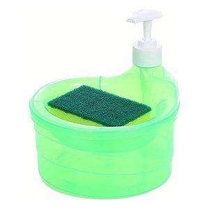 Imagen de Dispensador de jabón de plástico, con esponja, en red