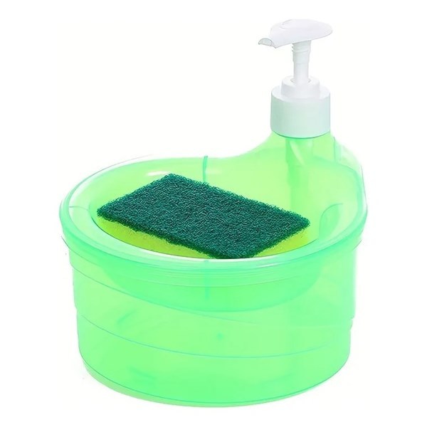 Imagen de Dispensador de jabón de plástico, con esponja, en red
