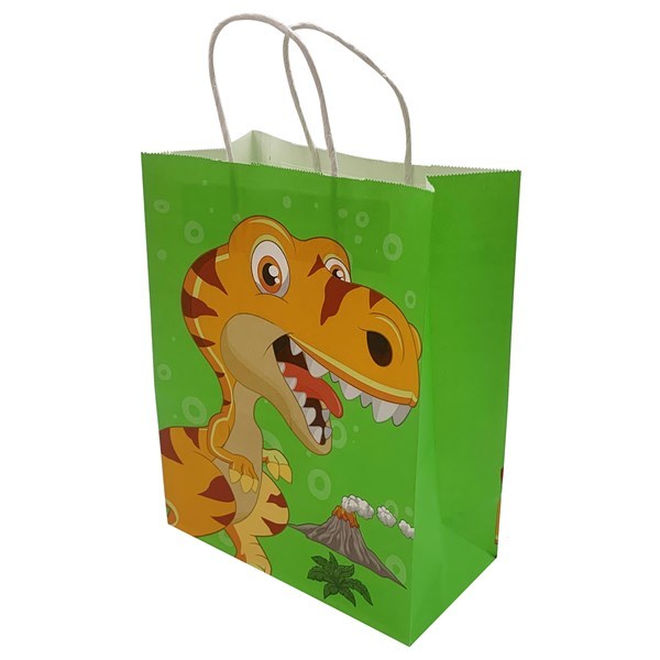 Imagen de Bolsa de regalo infantil mediana, PACK x12, varios diseños dinosaurios
