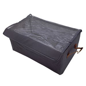 Imagen de Caja organizadora de TNT plegable con visor superior, estructura de metal, en bolsa