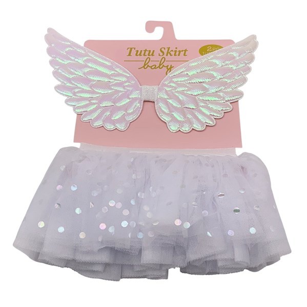 Imagen de Disfraz alas de angelito y pollera, color blanco, en bolsa