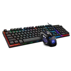 Imagen de Mouse óptico y teclado gamer con cable, retroiluminado, varios colores, AN-300 IMICE, en caja