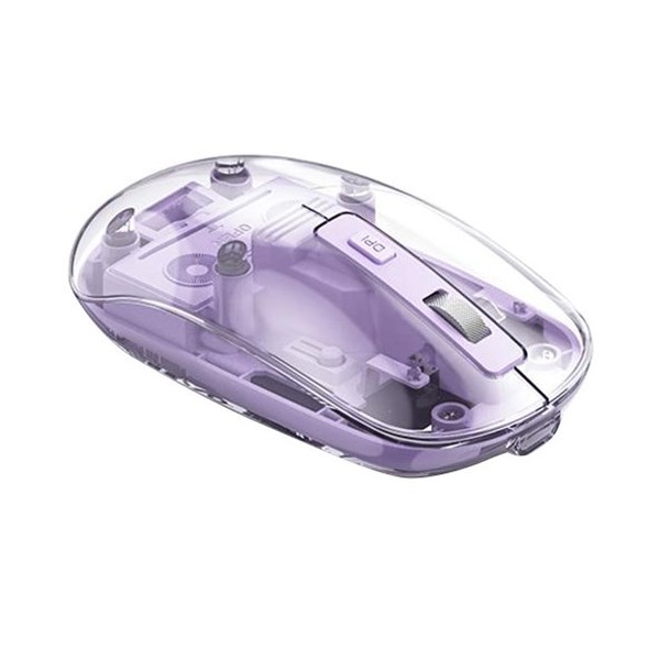 Imagen de Mouse óptico inalámbrico recargable transparente, varios colores, T400 IMICE, en caja