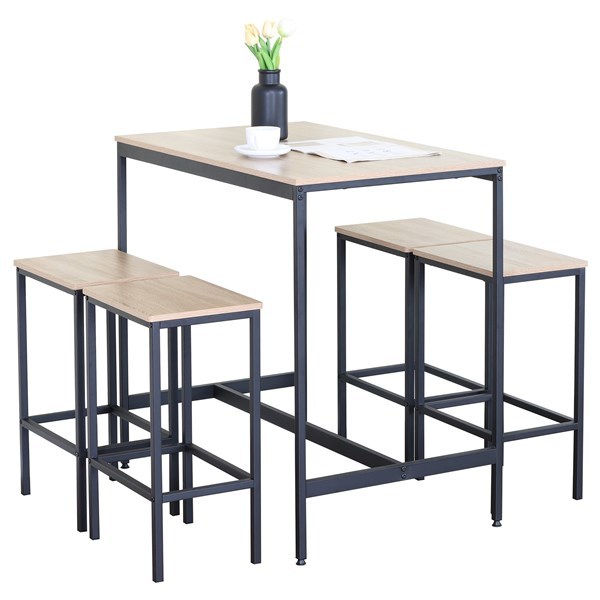 Imagen de Mesa con 4 butacas de hierro y madera, en caja Berlina Home