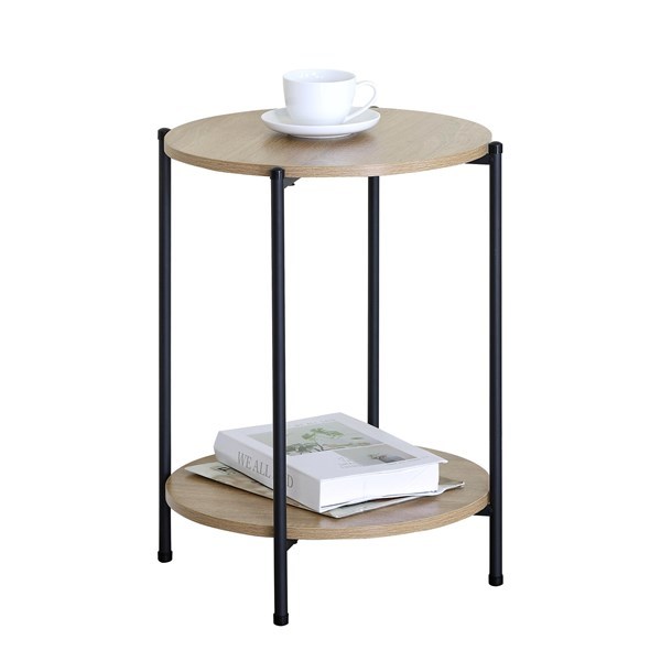 Imagen de Mesa auxiliar o de luz de hierro y MDF 2 estantes, en caja, Berlina Home