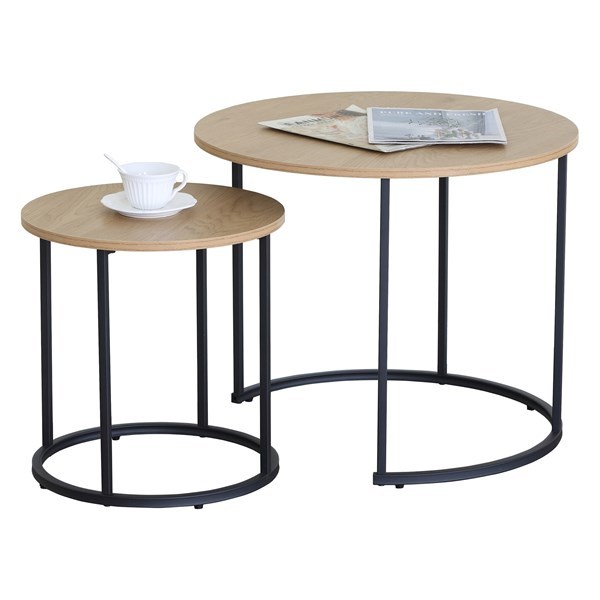 Imagen de Mesa auxiliar de hierro y MDF x2, mesas nido, en caja, Berlina home