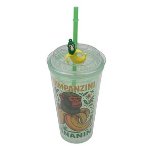 Imagen de Vaso con sorbito, de plástico 480ml, tapa rosca, en bolsa, varios colores