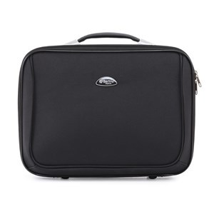 Imagen de Maletín portafolio Berlina, NEGRO, con enganche para valija, correa para ajustar ropa, bolsillo interior con cierre