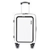 Imagen de Valija Berlina chica BLANCO, rígida, carry on, con bolsillo exterior para laptop, ruedas omnidireccionales 360, manija telescópica, tranca numérica, correa para ajustar ropa, bolsillo interior con cierre