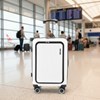 Imagen de Valija Berlina chica BLANCO, rígida, carry on, con bolsillo exterior para laptop, ruedas omnidireccionales 360, manija telescópica, tranca numérica, correa para ajustar ropa, bolsillo interior con cierre