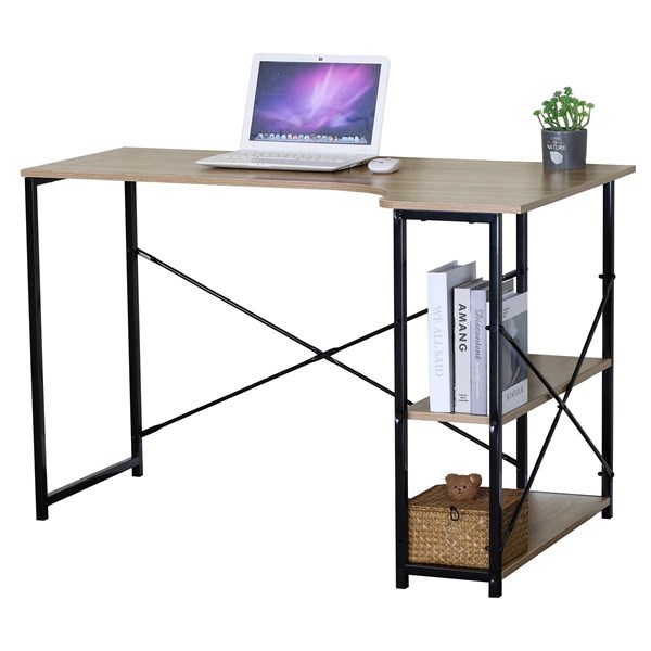 Imagen de Escritorio de hierro y MDF con 2 estantes inferiores, en caja Berlina Home