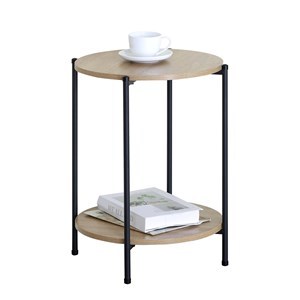 Imagen de Mesa auxiliar o de luz de hierro y MDF 2 estantes, en caja, Berlina Home