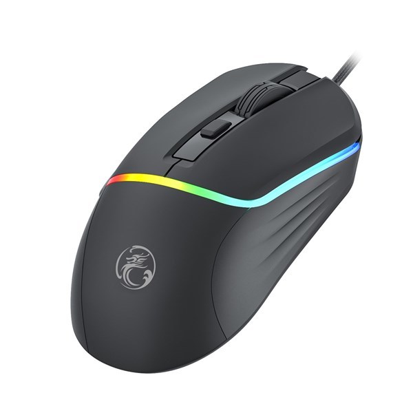 Imagen de Mouse óptico gamer con cable, retroiluminado, programable, con 6 botones, negro, T20 IMICE, en caja