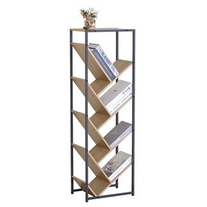 Imagen de Mueble biblioteca de hierro y MDF, 8 estantes diagonales, en caja Berlina Home