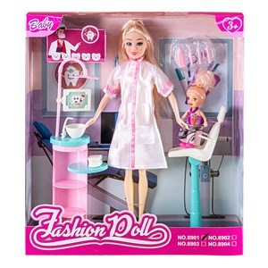 Imagen de Muñeca articulada dentista, con muñeca chica y accesorios, en caja