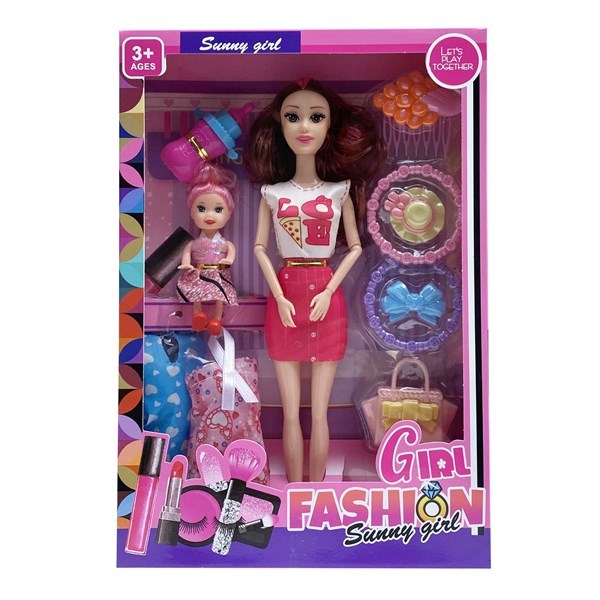 Imagen de Muñeca con hija y accesorios, en caja