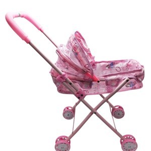 Imagen de Coche para muñeca, de metal, cuna con techo, en bolsa