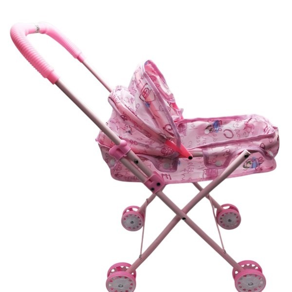 Imagen de Coche para muñeca, de metal, cuna con techo, en bolsa