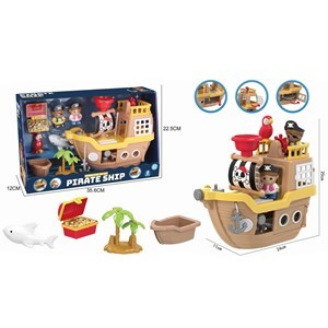 Imagen de Muñeco pirata con barco y accesorios, en caja