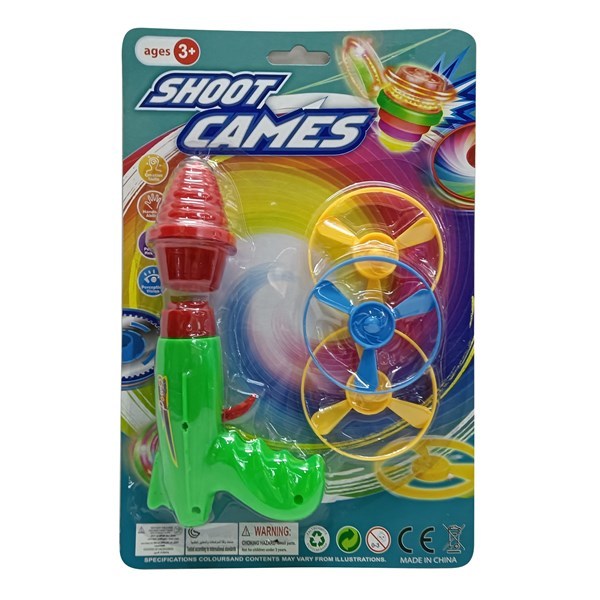 Imagen de Trompo de plástico con lanzador de hélices, en blister, varios colores