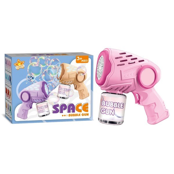 Imagen de Pompero burbujero pistola con luz, 4AA, en caja varios colores