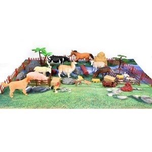 Imagen de Animales de granja de plástico, 60 piezas, en balde