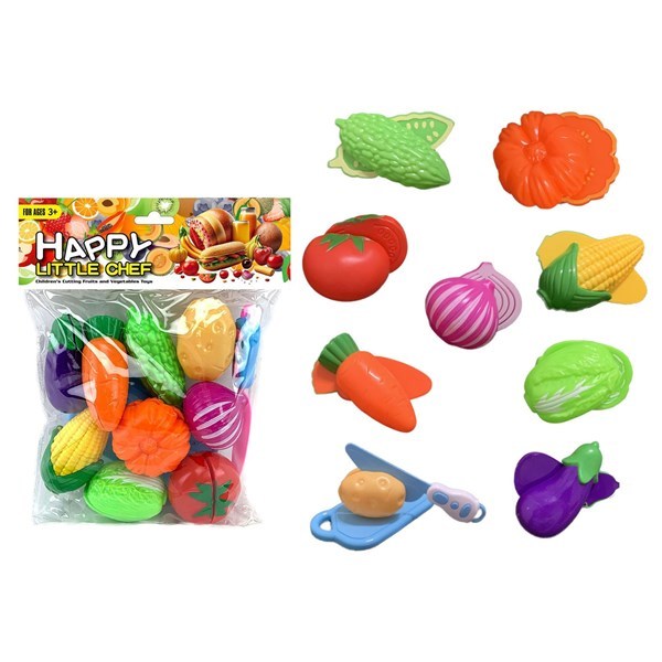 Imagen de Frutas y verduras con velcro, con accesorios, en bolsa