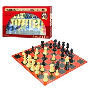 Imagen de Juego de mesa, ajedrez, ludo y damas, 3 en 1, en caja