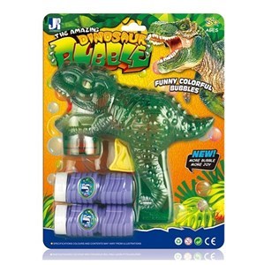 Imagen de Pompero burbujero pistola dinosaurio transparente, en blister, 2 colores