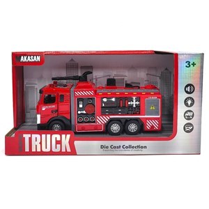Imagen de Camión de bomberos de metal y plástico, con luz, lanza agua, en caja