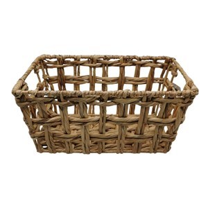 Imagen de Caja organizadora rectangular calada con asas, chica, de fibras naturales, junco de agua