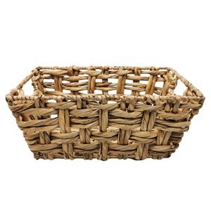 Imagen de Caja organizadora rectangular calada con asas, mediana, de fibras naturales, junco de agua