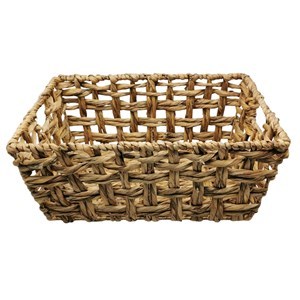 Imagen de Caja organizadora rectangular calada con asas, grande, de fibras naturales, junco de agua