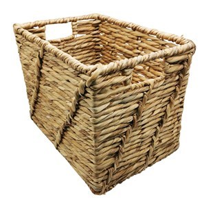 Imagen de Caja organizadora rectangular con asas, mediana, de fibras naturales, junco de agua