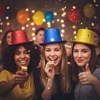 Imagen de Gorro para cotillón, de plástico con brillantina, varios colores