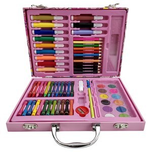 Imagen de Valija de arte infantil, 67 piezas, contiene marcadores, lápices, crayolas, acuarelas y varios accesorios