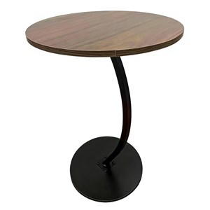 Imagen de Mesa redonda de MDF y acero, con pata curva, en caja, varios colores