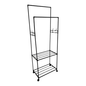 Imagen de Mueble perchero doble de plástico y metal, con 2 estantes, en caja 2 colores