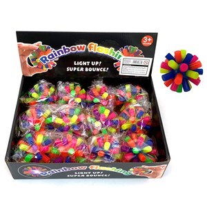 Imagen de Juguete antiestrés de goma, con luz, pelota con flecos, CAJA x12