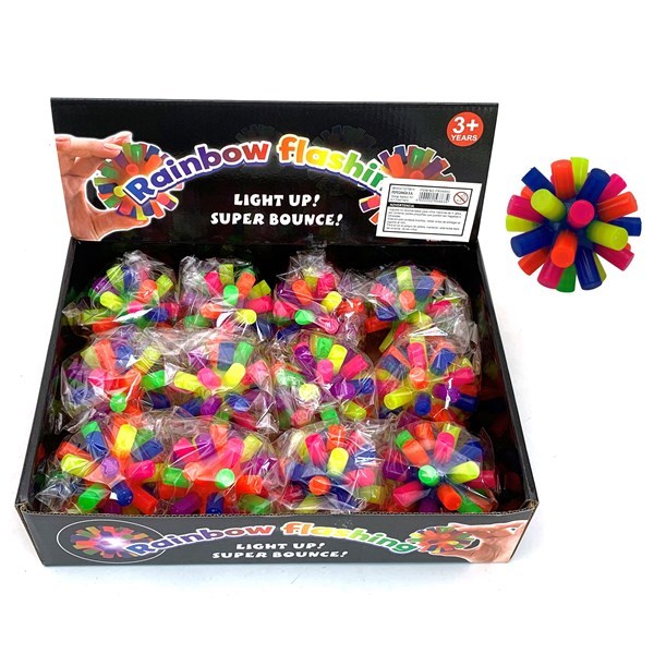 Imagen de Juguete antiestrés de goma, con luz, pelota con flecos, CAJA x12