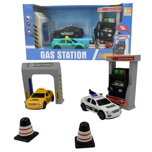 Imagen de Estación de servicio, con sonido, 2 autos y acesorios en caja
