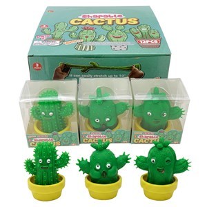 Imagen de Juguete antiestrés de goma, cactus, caja de PVC, CAJAx12, varios diseños