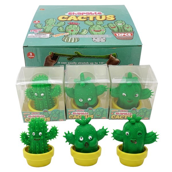 Imagen de Juguete antiestrés de goma, cactus, caja de PVC, CAJAx12, varios diseños