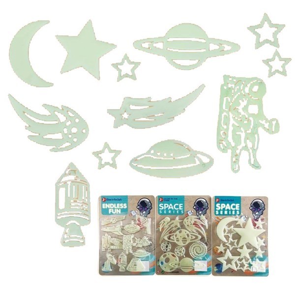 Imagen de Formas fluorescentes con pegamento, 12 piezas, varios diseños, en bolsa