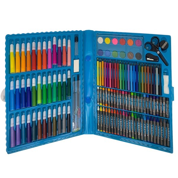 Imagen de Valija de arte infantil, 150 piezas, contiene marcadores, lápices, crayolas, pasteles, acuarelas, y varios accesorios