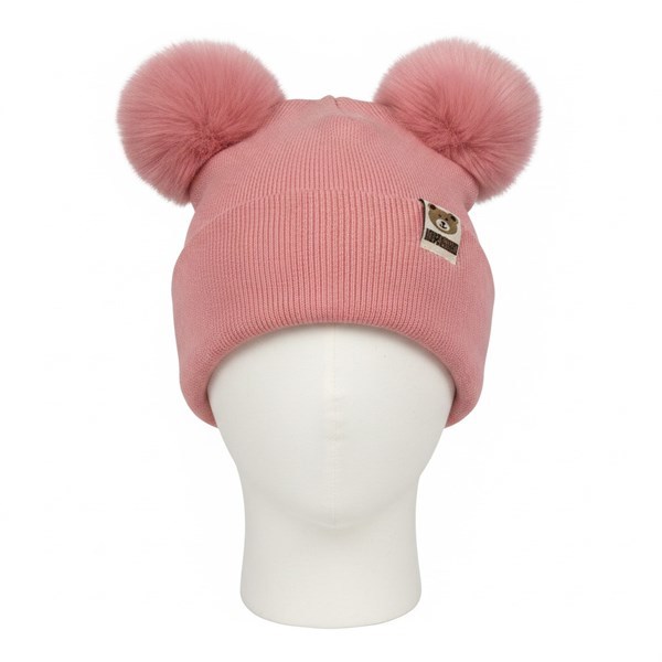 Imagen de Gorro infantil, de poliéster, con pompones, varios colores