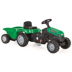Imagen de Bugui tractor con zorra a pedal, de plástico, en caja, VERDE