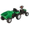 Imagen de Bugui tractor con zorra a pedal, de plástico, en caja, VERDE