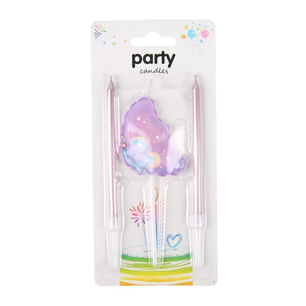 Imagen de Velita de cumpleaños, mariposa con 2 velitas, en blister