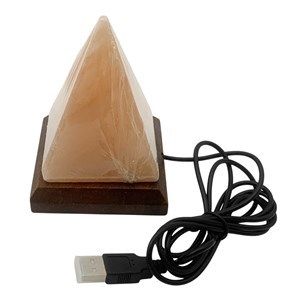 Imagen de Lámpara de sal pirámide, conexión USB en caja